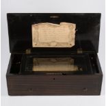 19th Century Swiss musical box, single cylinder playing six airs, also a single cylinder,