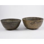 Chinese bronze basin, bearing six-character mark, cast decoration with figures,