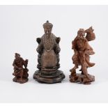 An Asian carved softwood figure, A Fisherman, 20cm; and other Asian carvings.