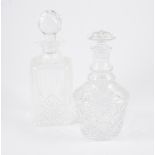 Pair of cut-glass decanter and stopper, Georgian style,