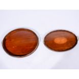 Edwardian mahogany tray, oval with a gallery, bras handles,