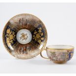 Pair of Meissen cabinet cups and saucers, alternating panels,