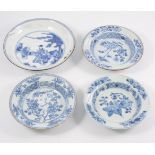 Chinese blue and white shallow bowl, decorated with figures in a landscape, stored,