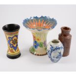 Arthur Wood Art Pottery flare vase, painted with flowers; decorative plates; bowls; tureen; vases.