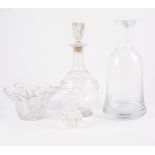 Moulded glass comport, 15cm; cut glass bowl; tumblers; vases.