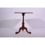 Victorian mahogany occasional table, rectangular fixed top, turned column, scrolled tripod legs,