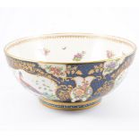 Staffordshire Pottery bowl, decorated with panels of exotic birds and flowers,