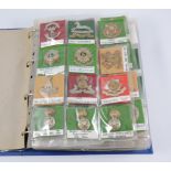 Two albums containing sixty-four and one hundred and five military cap badges,