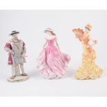 Sitzendorf porcelain figure, Henry VIII, 21cm; and Royal Doulton figures,