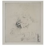 After Louis Legrand, Faisant la Natte (Tying a plait), drypoint with etching in black ink, 25.