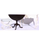 White painted side table, rectangular top with a moulded edge, two frieze drawers,