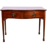 Georgian mahogany serpentine side table, fitted with two frieze drawers, square tapering legs,