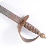 Naval cutlass, plain hilt, wooden grip, 87cm.