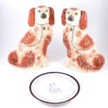 Pair of Staffordshire dogs, Masons Imari jugs, pottery church and other ceramics.