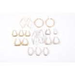 A collection of hoop earrings for pierced ears, some hallmarked 9 carat yellow gold,