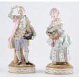 Pair of Dresden china figures, lady and gentleman in 18th Century dress,
