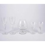 Two boxes of table glassware, including wine glasses, tumblers and other glass.