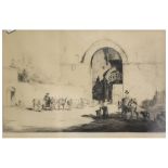 Sidney Tustingham, Entrance to the City Walls, etching, 24cm x 39cm; together with A Simes,