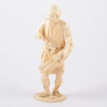 Large Japanese ivory Okimono, farmer with a basket of corn, two character mark, 26cm.