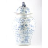 Large Chinese blue and white jar, the ovoid body painted in underglaze blue,