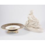 Minton parian figure, 23cm, damaged; French porcelain vase,