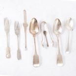 A collection of mixed silver cutlery, Old English and Fiddle pattern,