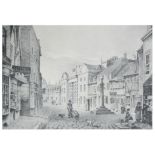 After John Flower, six monochrome prints of Old Leicester, framed.