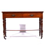 Victorian walnut side table, rectangular top with a moulded edge, two frieze drawers,