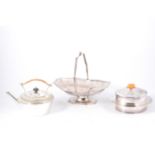A tray of silver-plated wares, a four piece tea/coffee set,