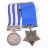 Pair of Victorian medals, to C. Wood; together with a Pay Book, plus letter.