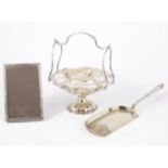 Pair of silver photo frames and quantity of silver-plated cutlery and tableware.