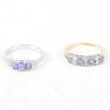 Two tanzanite dress rings,