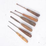 Large collection of woodworking hand tools, including block planes, chisels, files,
