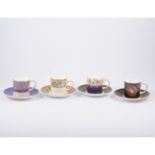 Set of twelve Coalport coffee cans and saucers, Coalport Museum Historic coffee cup collection.