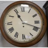 Dial clock, mahogany case, the dial with Roman numerals, on a single fusee movement, diameter 39cm.