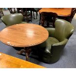 Pair of green leather club chairs, 1950s.