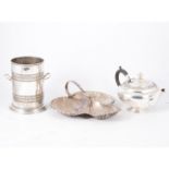 Silver-plated wares - teaset, syphon stand, dish etc, glass ware,