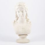 Parian bust, Enid, probably Copeland, Ceramic and Crystal Palace Art Union, 29cm (af).