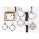 Six white metal open face pocket watches and a gentleman's Rotary wrist watch,