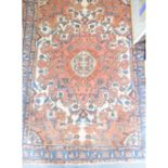 Tabriz style rug, central medallion, ivory coloured field within gards, blue ground border,