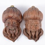 Japanese figure; two Indonesian wall masks; two resin figures.