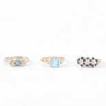 Three gemset rings,