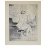 After Louis Legrand, La Toilette (bathing woman), monochrome etching, 20cm x 14cm,
