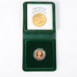 A Queen Elizabeth II 1980 Proof Full Sovereign in a green Royal Mint box with leaflet.