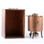 Copper Standard Gas Tester, mahogany case, 32cm.