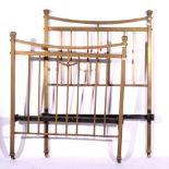 Brass single bedstead, box section, width 93cm, height of headboard 124cm.