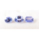 Three Tanzanite - Unmounted , oval mixed cut approximate weight 1.7 carats, oval mixed cut 1.