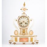 French onyx mantel clock, mid 19th Century, drum casing, under an urn with volutes,