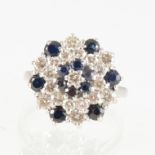 A sapphire and diamond multi stone cluster ring,