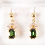 Tom Payne - A pair of tourmaline and diamond drop earrings,